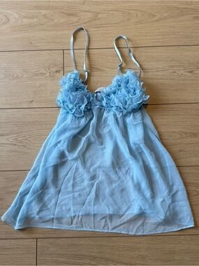 La SENZA Light Blue Chiffon Floral Babydoll Chemise